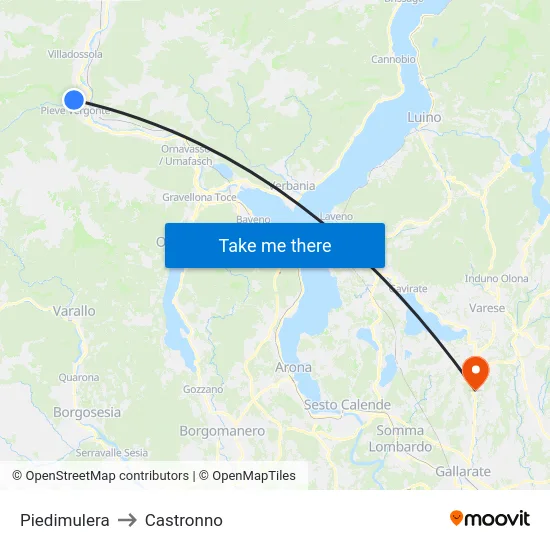 Piedimulera to Castronno map