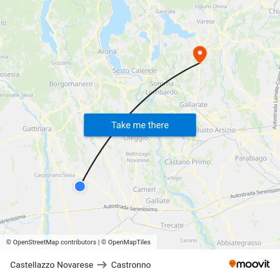 Castellazzo Novarese to Castronno map