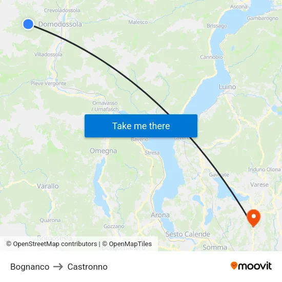 Bognanco to Castronno map