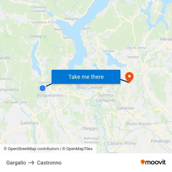 Gargallo to Castronno map