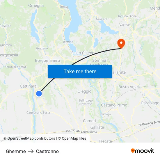 Ghemme to Castronno map