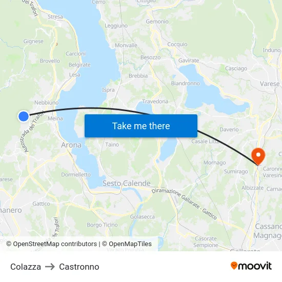 Colazza to Castronno map