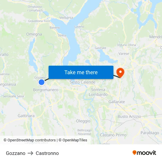 Gozzano to Castronno map
