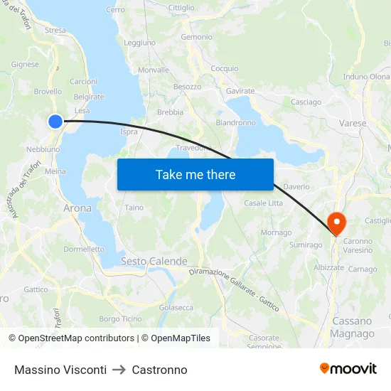 Massino Visconti to Castronno map