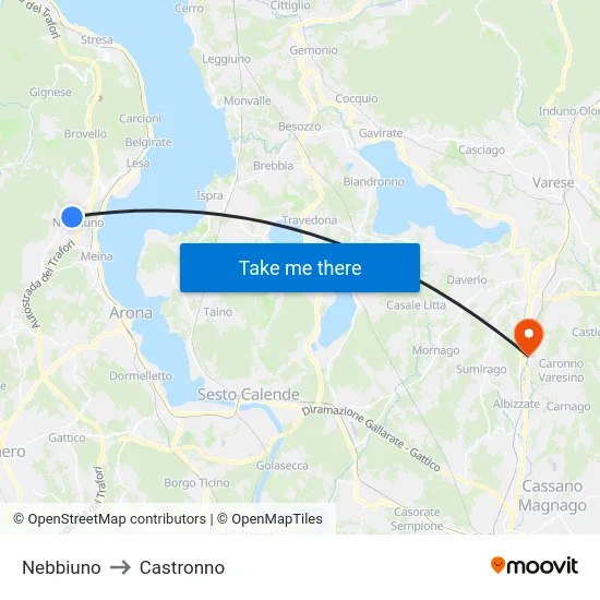 Nebbiuno to Castronno map