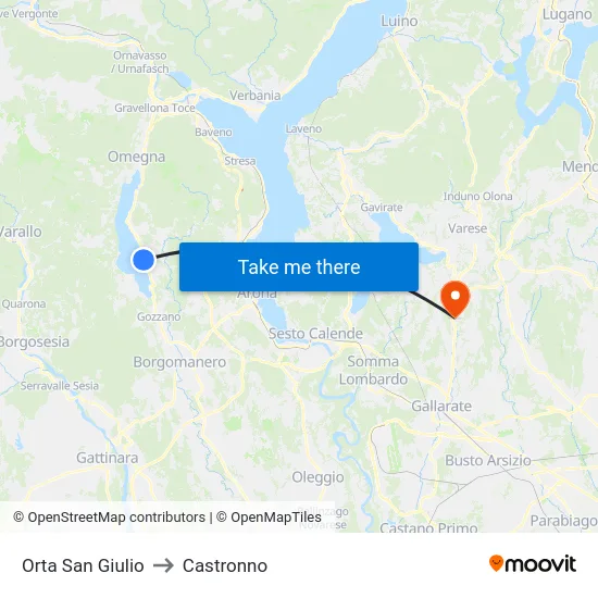 Orta San Giulio to Castronno map