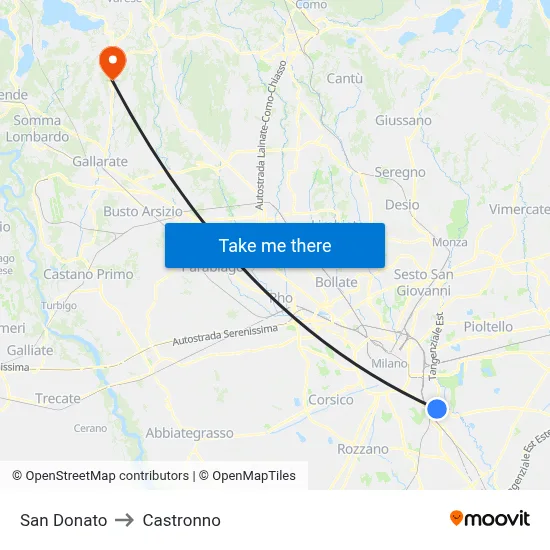 San Donato to Castronno map