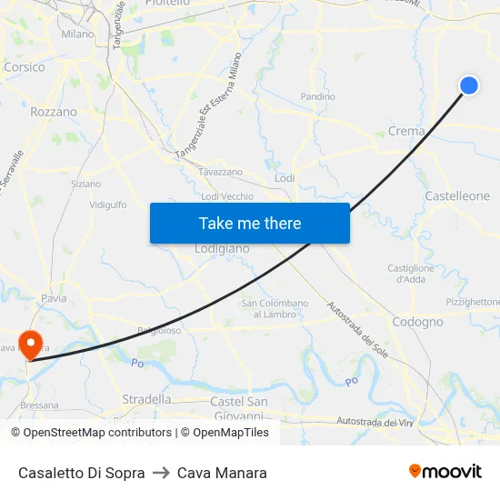 Casaletto di Sopra to Cava Manara map