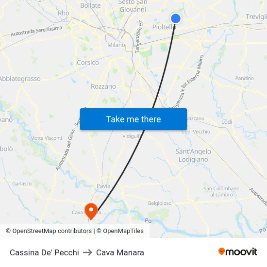 Cassina De' Pecchi to Cava Manara map