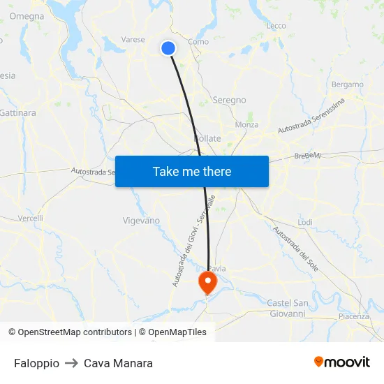 Faloppio to Cava Manara map