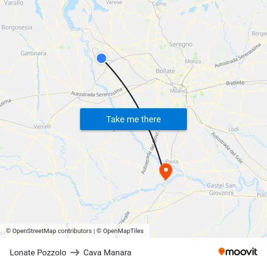 Lonate Pozzolo to Cava Manara map