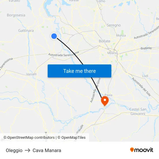 Oleggio to Cava Manara map
