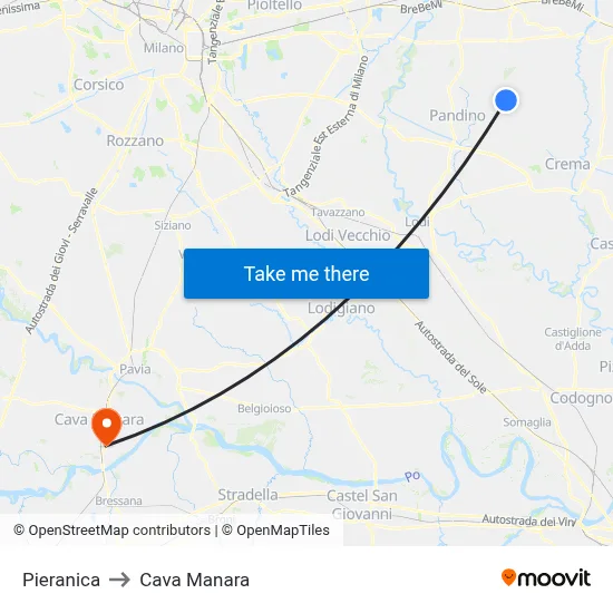 Pieranica to Cava Manara map