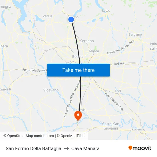 San Fermo Della Battaglia to Cava Manara map