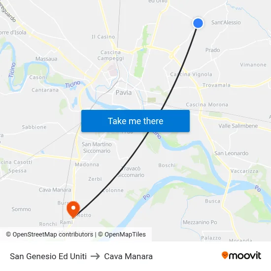 San Genesio Ed Uniti to Cava Manara map
