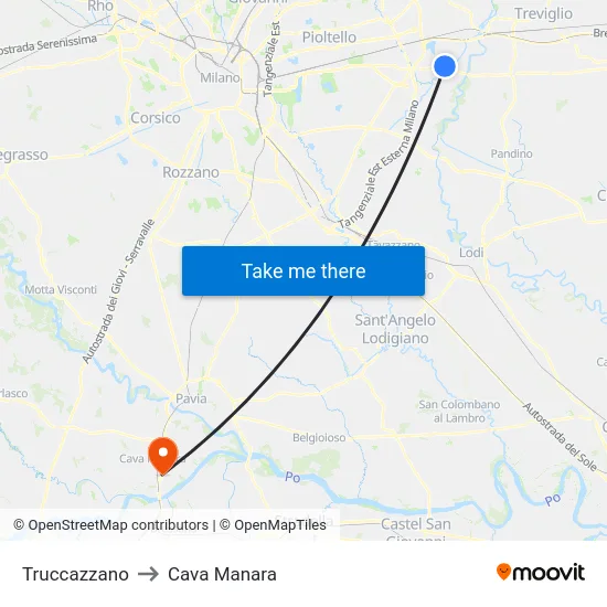 Truccazzano to Cava Manara map