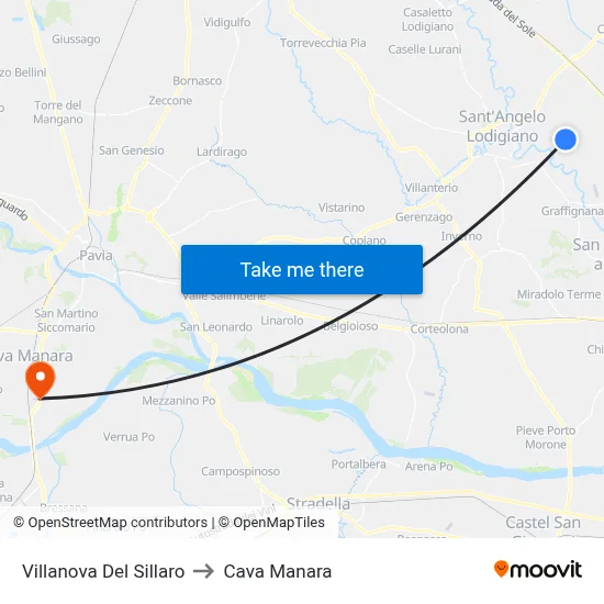 Villanova Del Sillaro to Cava Manara map