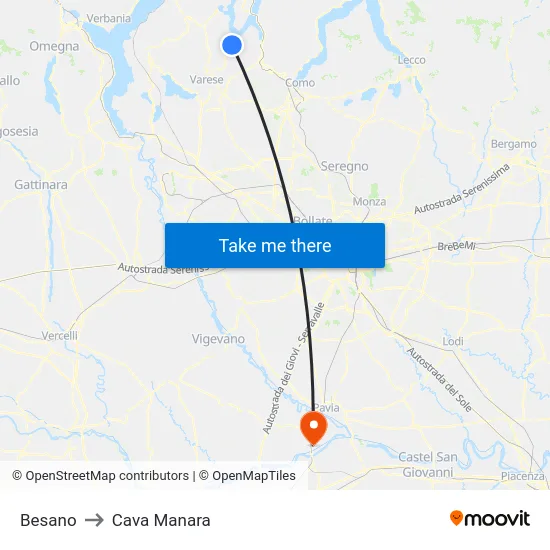 Besano to Cava Manara map