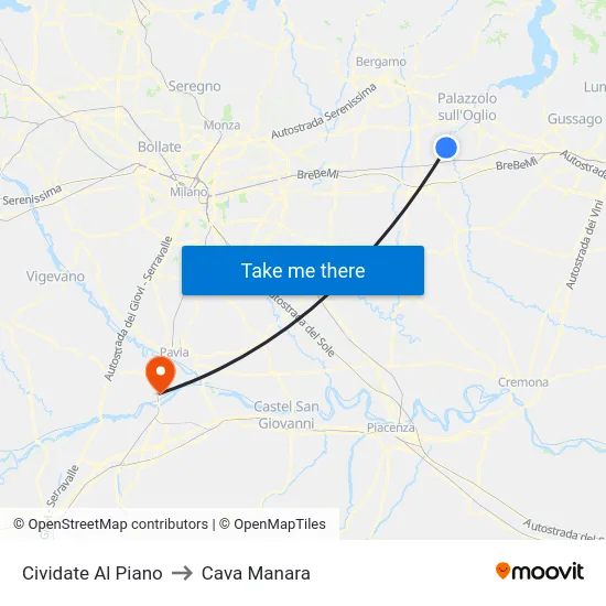 Cividate al Piano to Cava Manara map