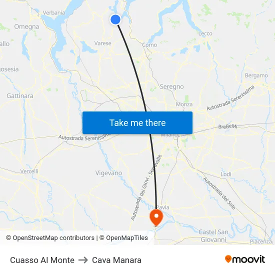 Cuasso Al Monte to Cava Manara map