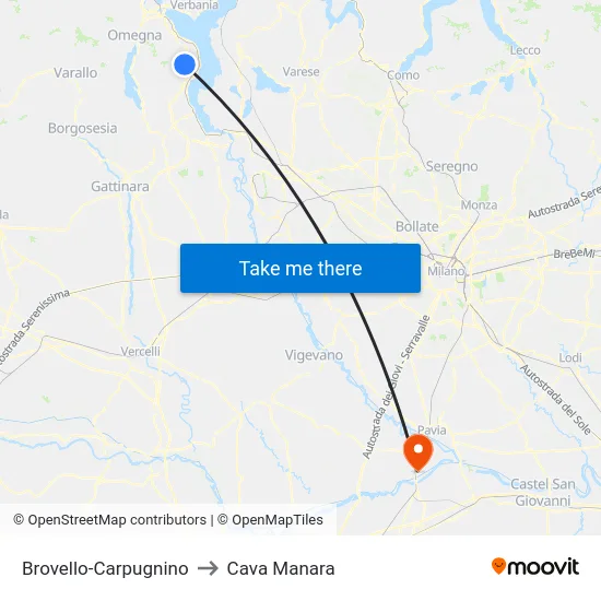 Brovello-Carpugnino to Cava Manara map