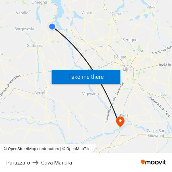 Paruzzaro to Cava Manara map