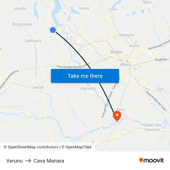 Veruno to Cava Manara map
