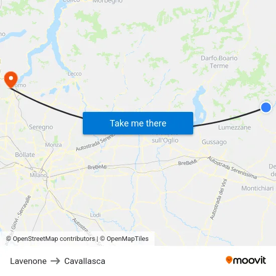 Lavenone to Cavallasca map