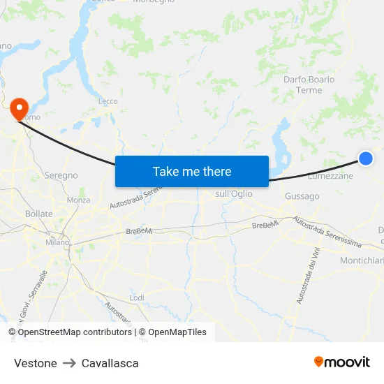 Vestone to Cavallasca map