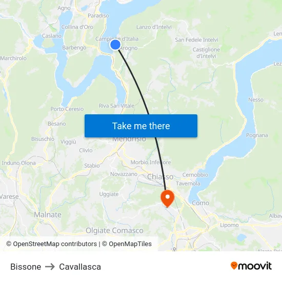 Bissone to Cavallasca map