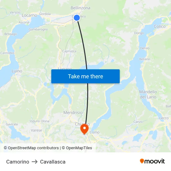 Camorino to Cavallasca map