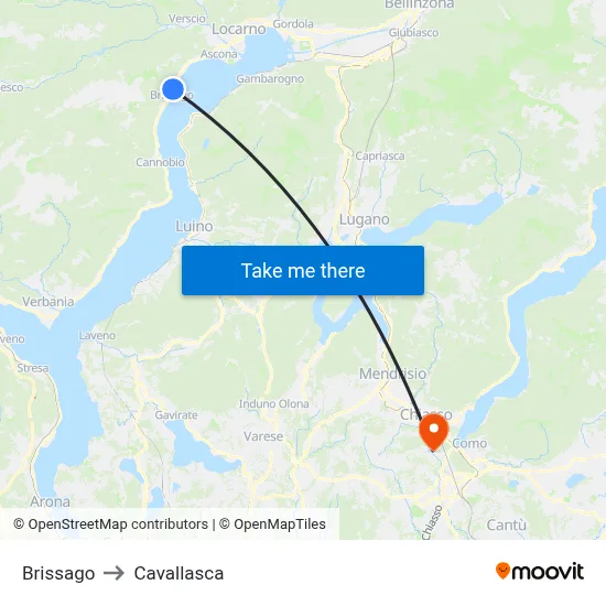 Brissago to Cavallasca map
