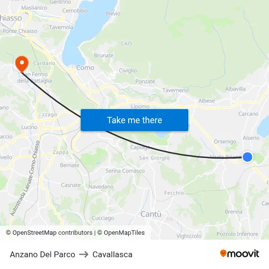Anzano Del Parco to Cavallasca map