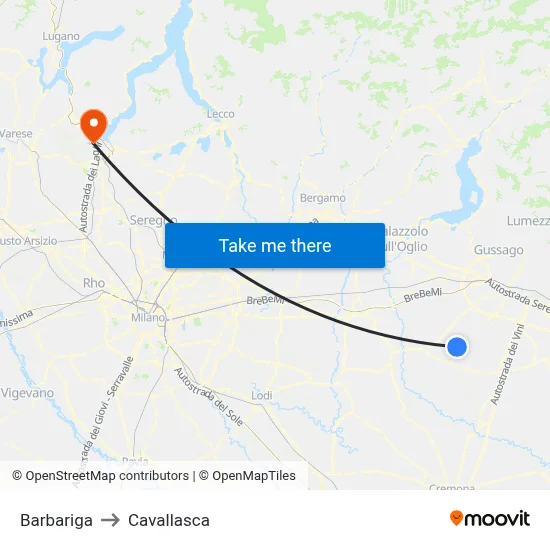 Barbariga to Cavallasca map