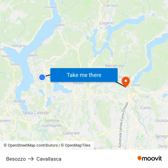 Besozzo to Cavallasca map