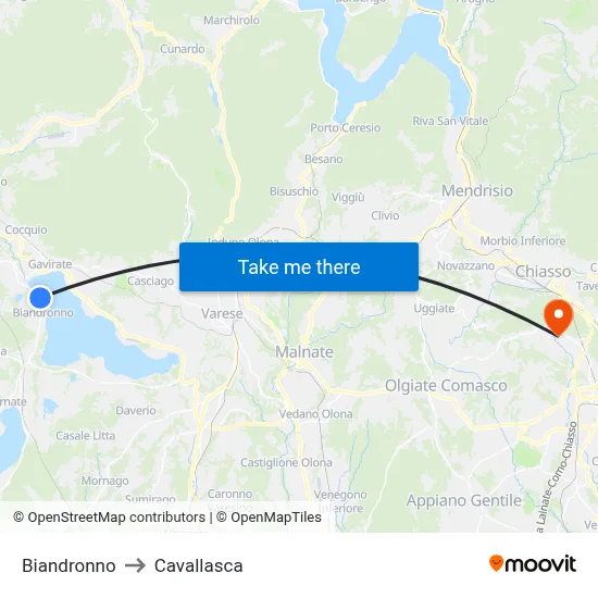 Biandronno to Cavallasca map