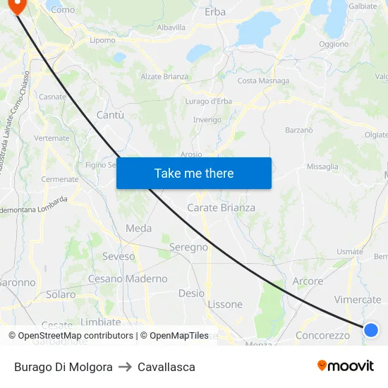 Burago di Molgora to Cavallasca map