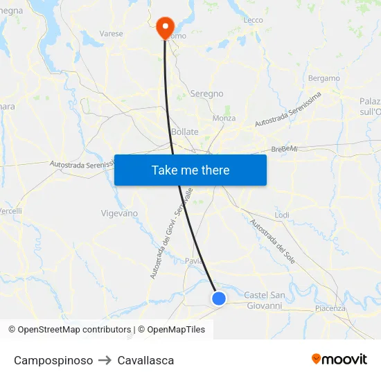 Campospinoso to Cavallasca map
