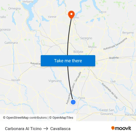 Carbonara Al Ticino to Cavallasca map