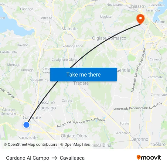 Cardano Al Campo to Cavallasca map