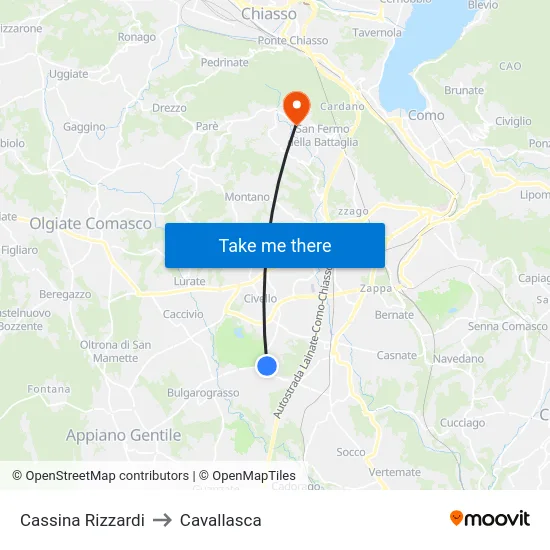 Cassina Rizzardi to Cavallasca map