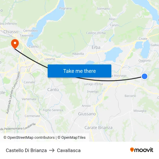 Castello Di Brianza to Cavallasca map