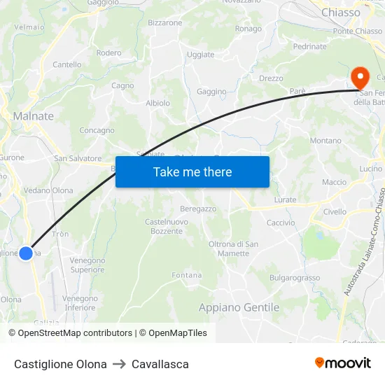 Castiglione Olona to Cavallasca map