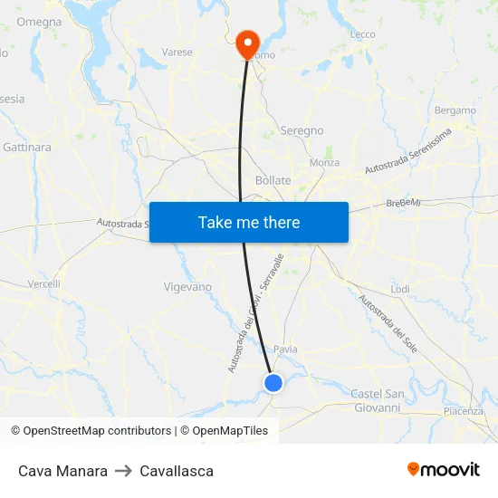Cava Manara to Cavallasca map