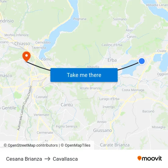 Cesana Brianza to Cavallasca map