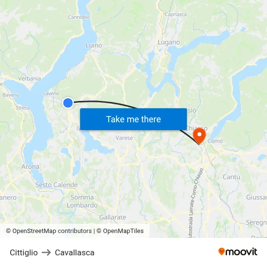 Cittiglio to Cavallasca map
