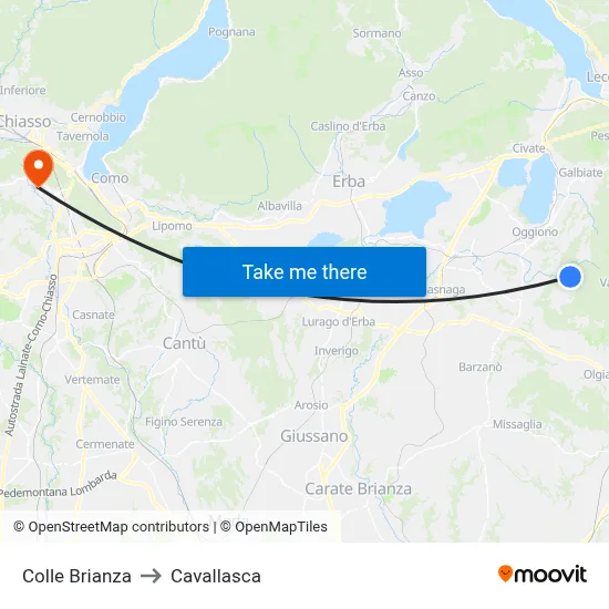 Colle Brianza to Cavallasca map
