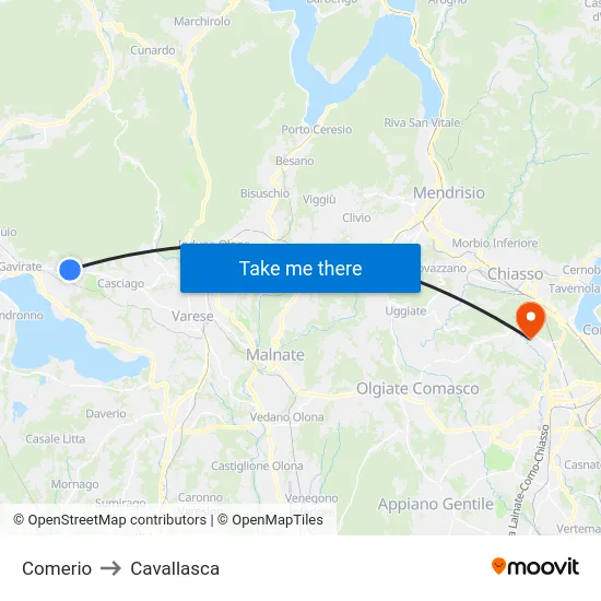 Comerio to Cavallasca map