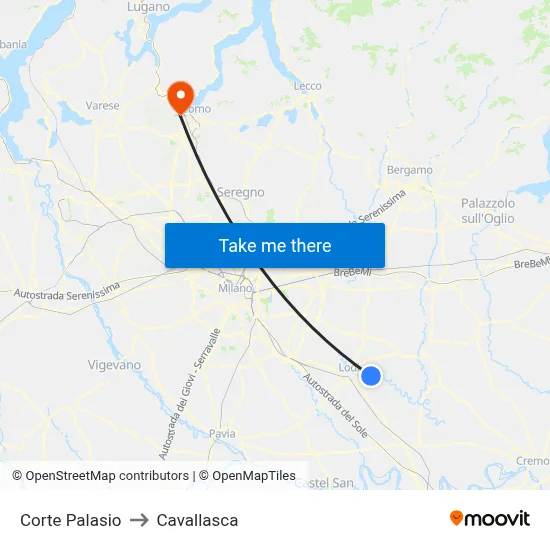 Corte Palasio to Cavallasca map