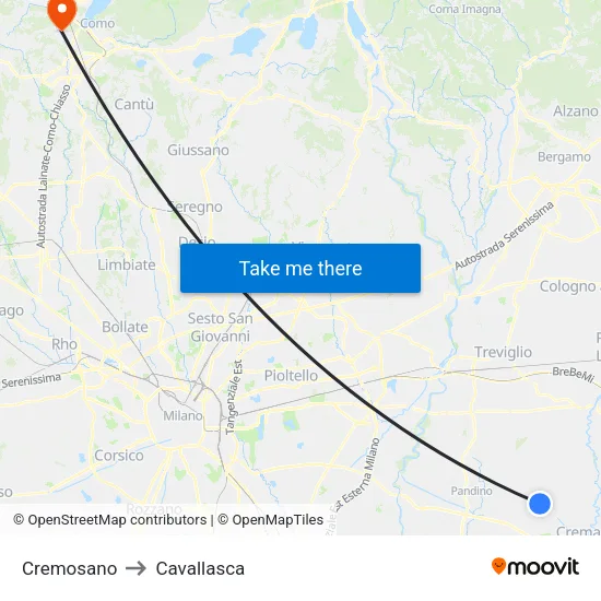 Cremosano to Cavallasca map
